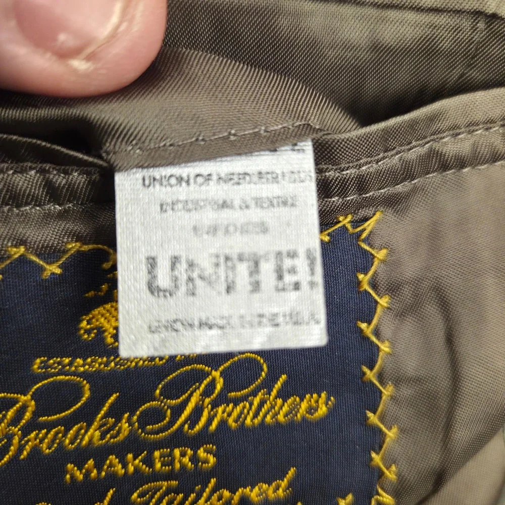 Brooks‎ Brothers Mens 43R Gray Glen Plaid Wool Suit Blazer Jacket USA UNION MADE